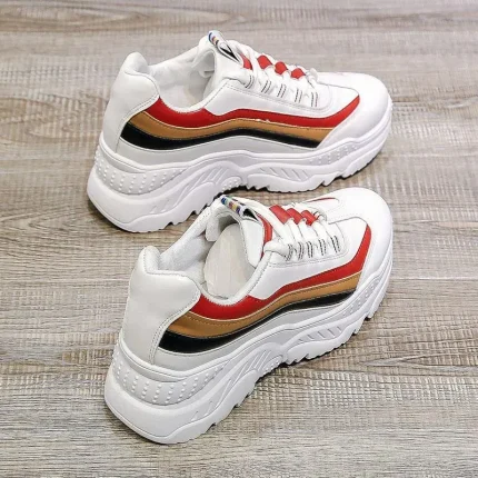 Size:4.5-10 Women Casual PU Leather Breathable Thick Bottom Sneakers - Image 5