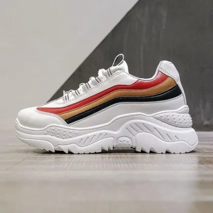 Size:4.5-10 Women Casual PU Leather Breathable Thick Bottom Sneakers - Image 7