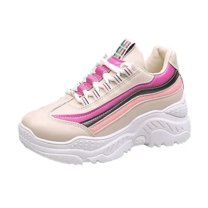 Size:4.5-10 Women Casual PU Leather Breathable Thick Bottom Sneakers - Image 8