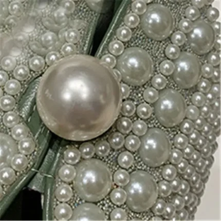 Size:5-8.5 Women Fashion Solid Color Imitation Pearl Decorative Mules - Image 7