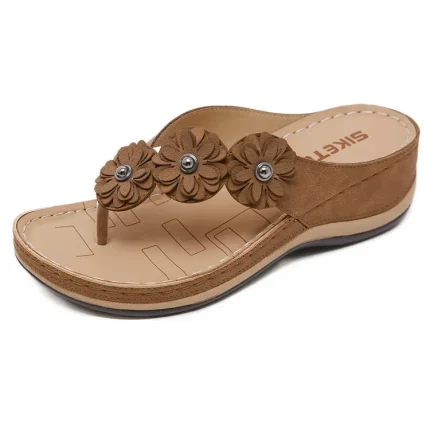 Size:5-12 Women Plus Size Flower Decorative Sandbeach Slippers - Image 6