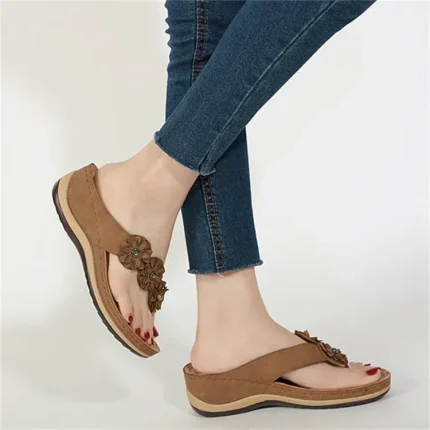 Size:5-12 Women Plus Size Flower Decorative Sandbeach Slippers - Image 8