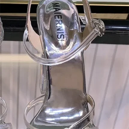 Size:4.5-10 Women Fashion Color Blocking Block Heel Buckle Strap Platform Shoes - Image 5