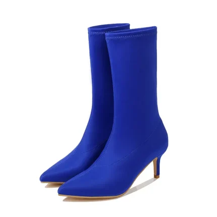 Size:4.5-10 Women Fashion Solid Color Mid Calf Boots - Image 5
