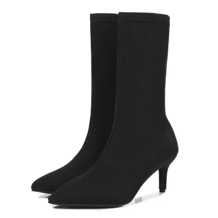 Size:4.5-10 Women Fashion Solid Color Mid Calf Boots - Image 7