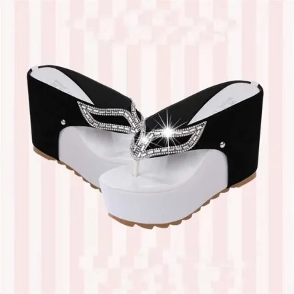 Size:4.5-7.5Women Color Blocking Platform Flip Flop Slippers - Image 3