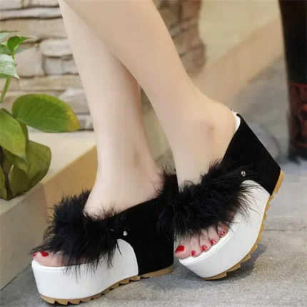 Size:4.5-7.5Women Color Blocking Platform Flip Flop Slippers - Image 6