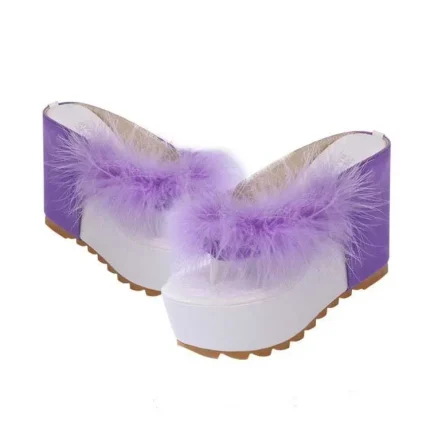 Size:4.5-7.5Women Color Blocking Platform Flip Flop Slippers - Image 8