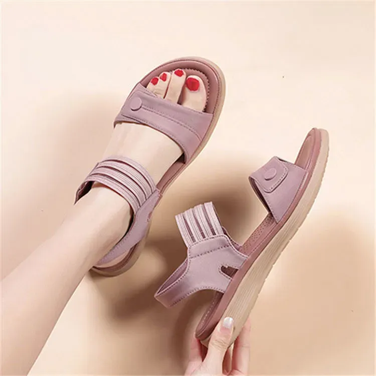 327SLP999_167701.webp Size:6-10 Women Fashion Color Blocking Stripe Sandals - Image 1