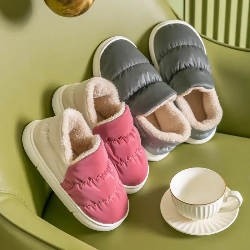 338B9A7_166158.webp Couple Winter Waterproof Non-slip Winter Warm Plush Housewear Shoes - Image 1