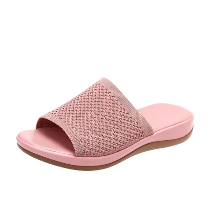 Large Size Spring And Summer Flying Woven Polyurethane Bottom Casual Beach Shoes Women Slippers - Image 5