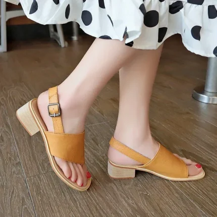 Size 4.5-10 Buckle Thick Heel Women Sandals Shoes - Image 4