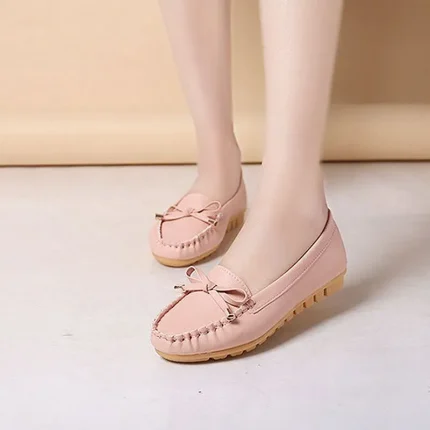 Size 4.5-8.5 Bowknot Design Solid Color Casual Round Toe Flat Shoes - Image 4