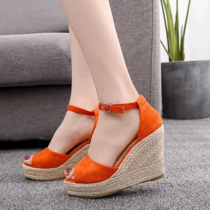 Size 4.5-11 Women Fashion Boho Style Peep-toe Buckle Ankle Strap Wedge Heel Sandals Platform Shoes - Image 7