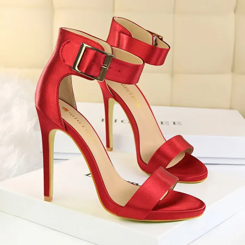 612SLP413_169517.webp Size 4.5-11 Fashion Sexy Night-club Satin Upper Metal Buckle Strap Open-toe High Heel Sandals Shoes - Image 1