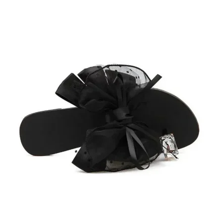 Size:4.5-10 Women Fashion Bow Rhinestone Decoration Flat Slippers - Image 4