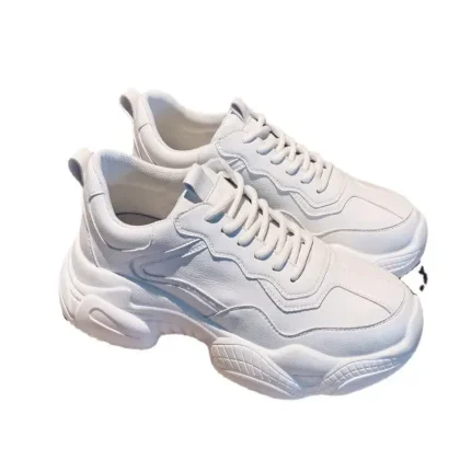 Size:4.5-8.5 Women Casual Solid Color Lace Up Sneakers - Image 4