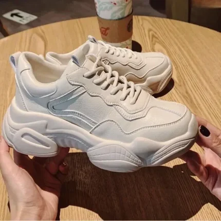 Size:4.5-8.5 Women Casual Solid Color Lace Up Sneakers - Image 6
