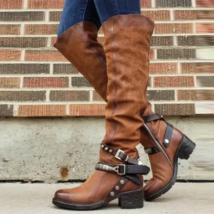 Women Vintage Style Square Heel High Boots（Custom Item）