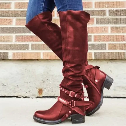 Women Vintage Style Square Heel High Boots（Custom Item） - Image 2