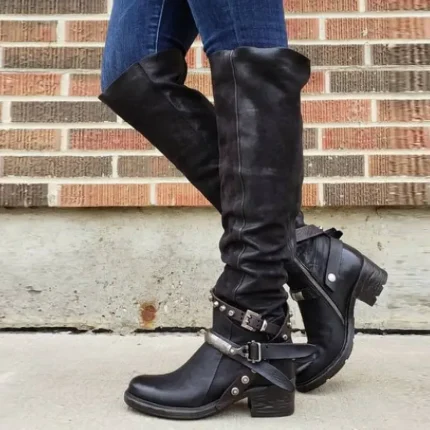 Women Vintage Style Square Heel High Boots（Custom Item） - Image 3