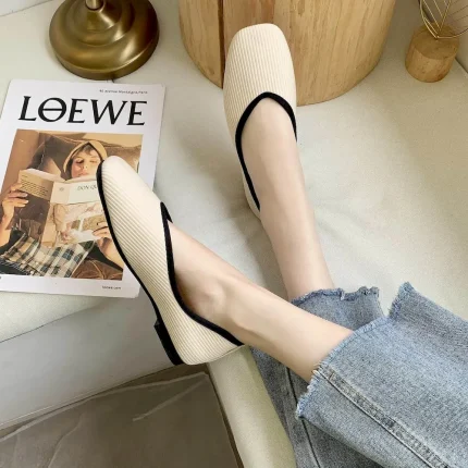 Size:4.5-11 Women Plus Size Color Blocking Patchwork Loafers - Image 4