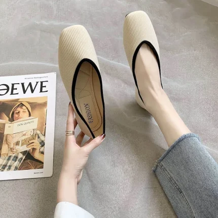 Size:4.5-11 Women Plus Size Color Blocking Patchwork Loafers - Image 6