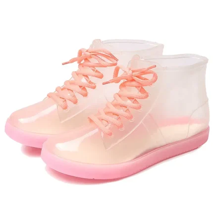 Size:4.5-9 Women Transparent Jelly Short Tube Rain Boots - Image 3