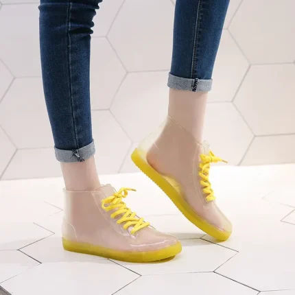 Size:4.5-9 Women Transparent Jelly Short Tube Rain Boots - Image 5