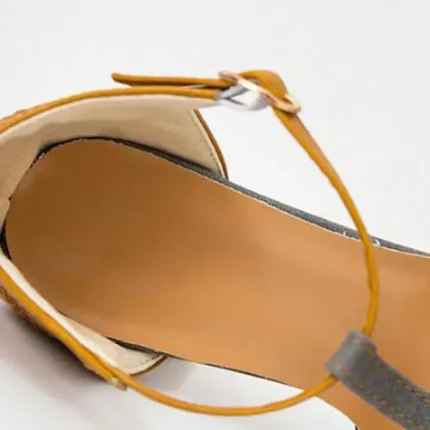 Size:4.5-11 Women Round Head Block Color Chunky Heels Shoes - Image 5