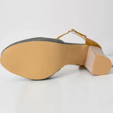 Size:4.5-11 Women Round Head Block Color Chunky Heels Shoes - Image 7