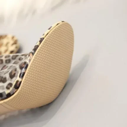 Size:4.5-10 Women Leopard High Heels Slippers Shoes - Image 7