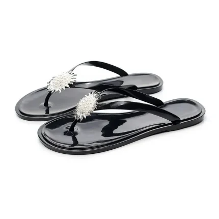 Size:5-10 Women Fashion Imitation Pearl Sun Flower Flip-flop Flats Slippers Shoes - Image 6