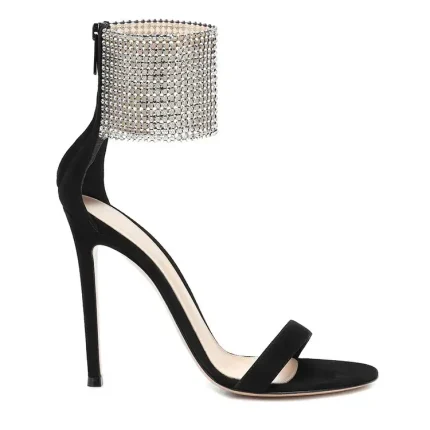 Stiletto Heel Plus Size Women Sexy Party Rhinestone Ankle Strap Sandals - Image 3