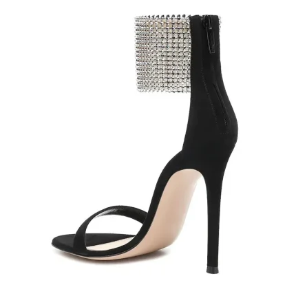 Stiletto Heel Plus Size Women Sexy Party Rhinestone Ankle Strap Sandals - Image 4